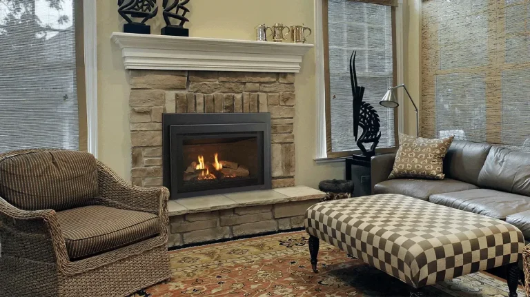 fireplace inside a residential living room showcasing professional fireplace services
