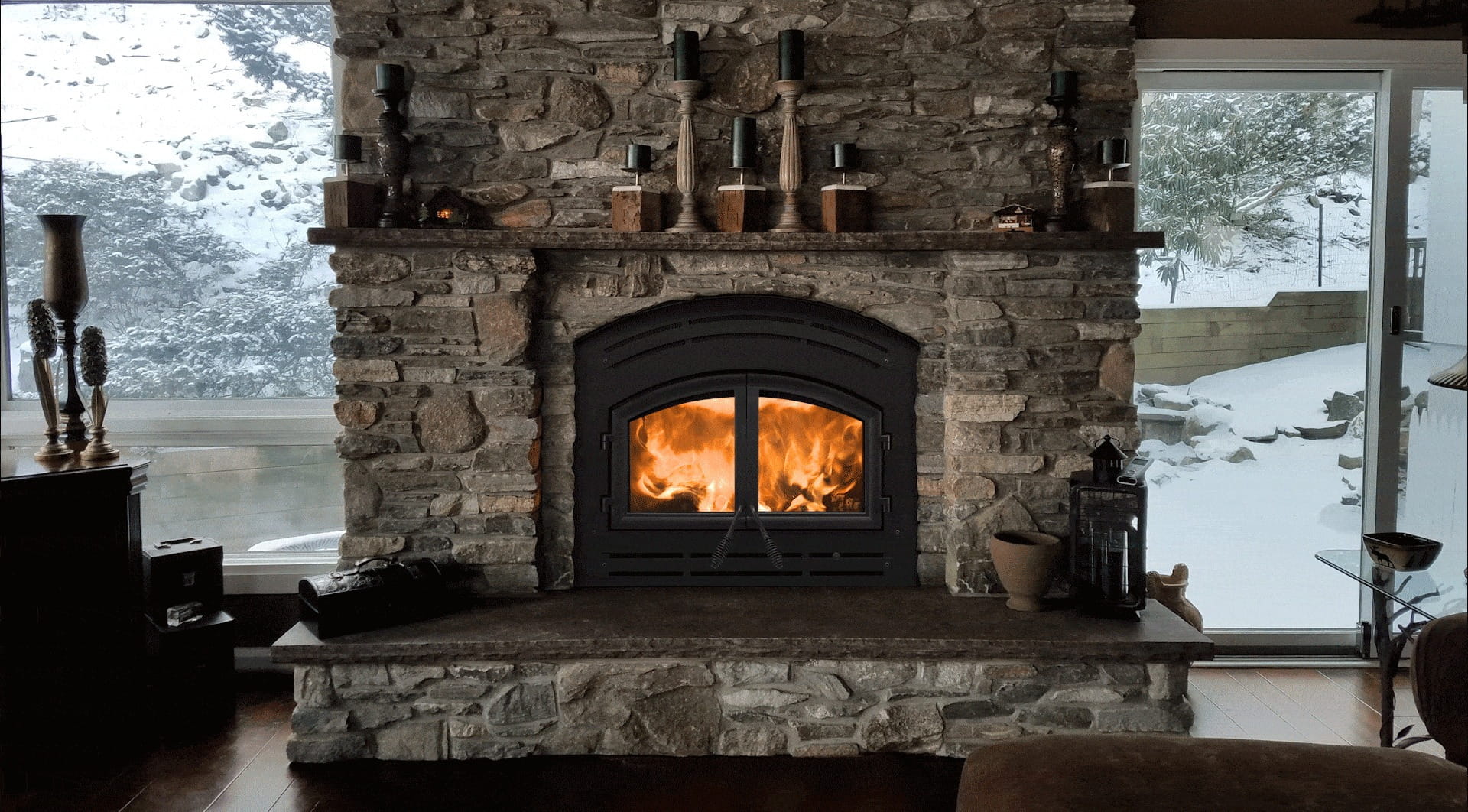 fireplace inside a living room showcasing professional fireplace services