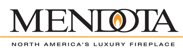 Mendota logo representing luxury gas fireplaces and home heating solutions installed by Greenergy.