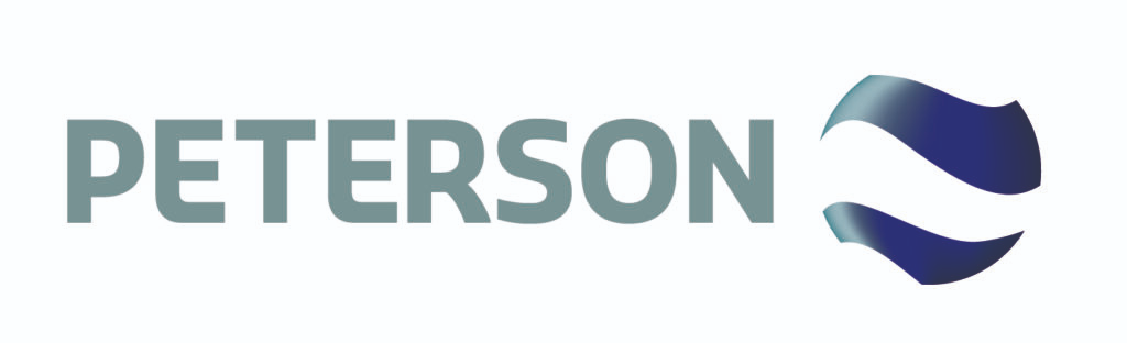 Peterson logo representing premium gas fireplace logs, burners, and fireplace accessories installed by Greenergy.