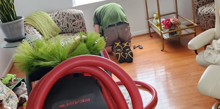 Indoor air quality improvement with duct sanitizing treatment